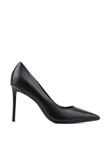 Женские туфли с острым носком черные кожаные фото 1