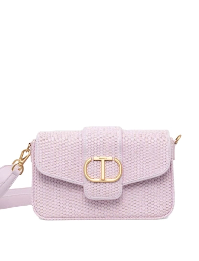 Женская сумка кросс-боди TwinSet из экокожи розовая с логотипом фото 1