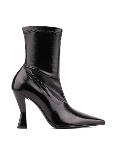 Женские ботинки с острым носком черные кожаные фото 1