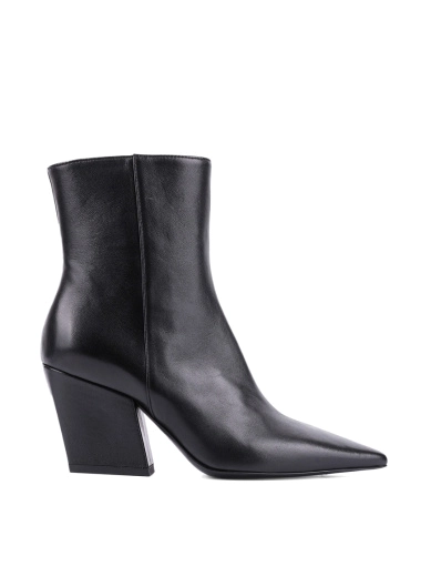 Женские ботинки черные кожаные с острым носком фото 1
