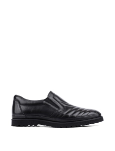 Мужские туфли слипоны черные кожаные - фото  - Miraton