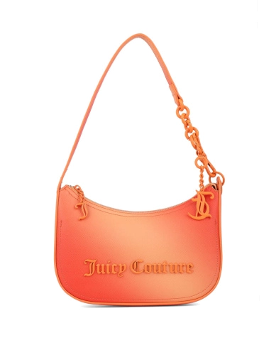 Женская сумка хобо Juicy Couture из экокожи оранжевая с логотипом фото 1