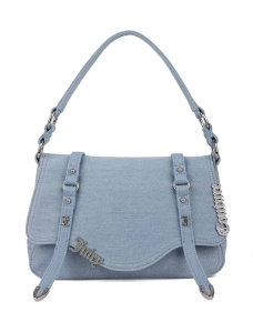 Жіноча сумка хобо Juicy Couture з екошкіри синя з логотипом - фото  - Miraton