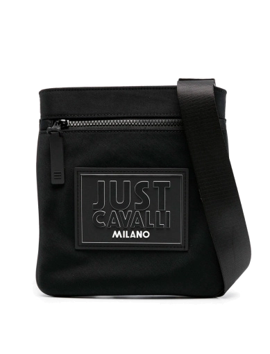 Сумка Just Cavalli крос-боді тканинна чорна з логотипом фото 1
