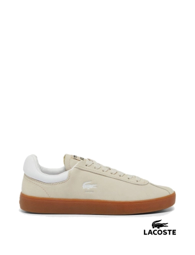 Женские кеды Lacoste велюровые бежевые фото 1