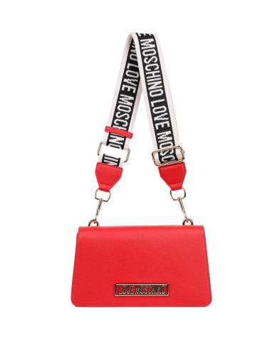 Сумка Love Moschino кросс-боди красная из экокожи  с логотипом фото 1