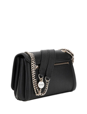 Жіноча сумка крос-боді Guess з екошкіри чорна з ланцюжком - фото 2 - Miraton