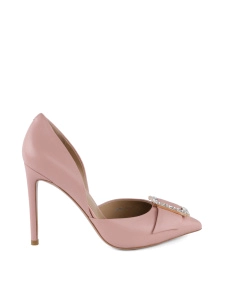 Жіночі туфлі шкіряні рожеві з гострим носком - фото  - Miraton