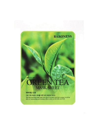 Маска тканинна для обличчя зелений чай Baroness фото 1