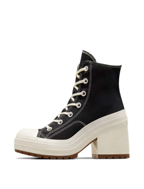 Женские кеды Converse Chuck 70 De Luxe Heel тканевые черные - фото 2 - Miraton