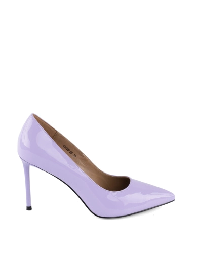 Женские туфли лаковые фиолетовые с острым носком фото 1