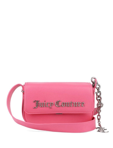 Женская сумка хобо Juicy Couture из экокожи розовая с логотипом фото 1