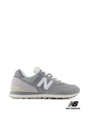 Жіночі кросівки New Balance 574 замшеві сірі - фото 1 - Miraton