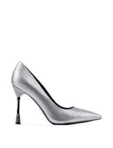 Жіночі туфлі з гострим носком срібні гліттер - фото  - Miraton