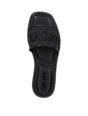 Жіночі шльопанці DKNY шкіряні чорні - фото 4 - Miraton
