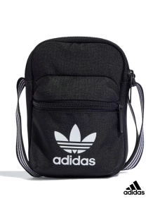 Мужская сумка мессенджер Adidas тканевая черная с логотипом - фото  - Miraton