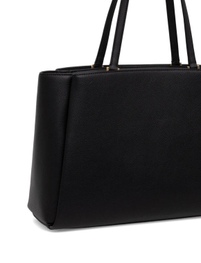 Женская сумка тоут DKNY кожаная черная с декоративным ремнем - фото 3 - Miraton
