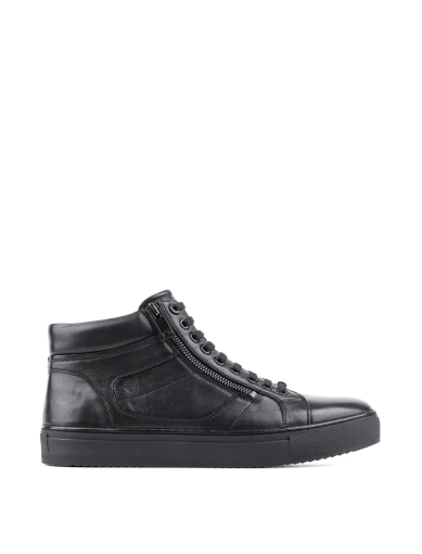 Мужские ботинки черные кожаные с подкладкой байка фото 1