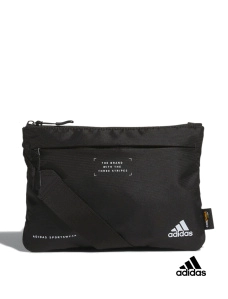 Мужская сумка мессенджер Adidas тканевая черная с логотипом - фото  - Miraton