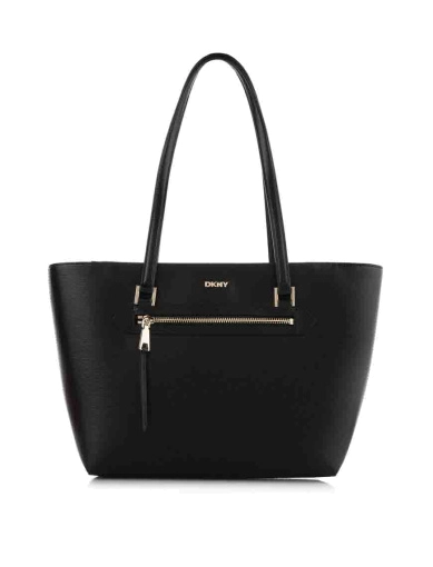 Жіноча сумка тоут DKNY шкіряна чорна фото 1
