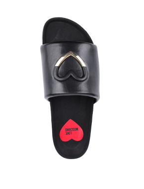 Жіночі шльопанці Love Moschino шкіряні чорні - фото 4 - Miraton