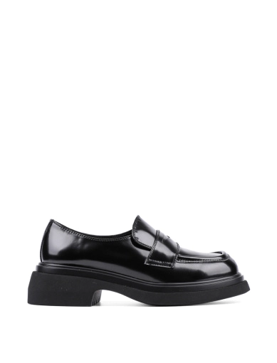 Женские туфли лоферы MIRATON лаковые черные фото 1