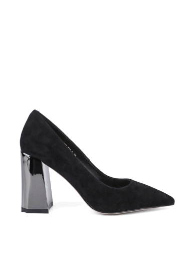 Женские туфли с острым носком велюровые черные фото 1