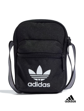 Мужская сумка мессенджер Adidas тканевая черная с логотипом - фото 1 - Miraton