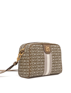 Женская сумка camera bag DKNY кожаная бежевая - фото 2 - Miraton