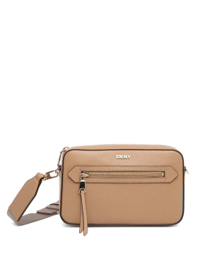 Жіноча сумка camera bag DKNY шкіряна бежева - фото 1 - Miraton