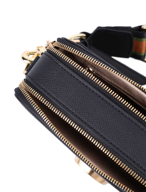 Женская сумка camera bag MIRATON кожаная черная с декоративной застежкой - фото 5 - Miraton