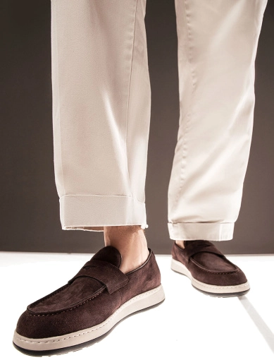 Мужские туфли лоферы Miguel Miratez замшевые коричневые фото 1