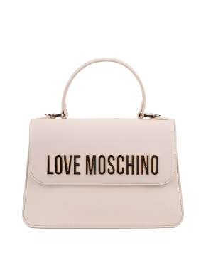 Жіноча сумка Love Moschino з екошкіри бежева з логотипом. - фото 1 - Miraton