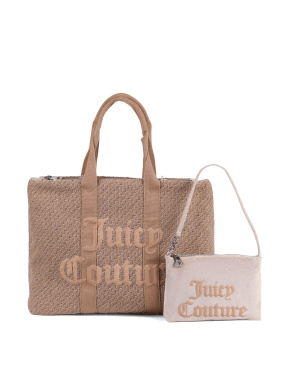 Жіноча сумка 2 в 1 Juicy Couture тканинна бежева - фото 5 - Miraton