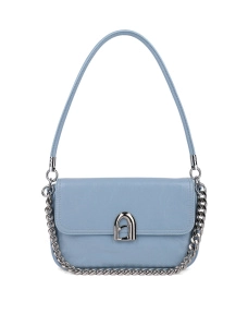 Женская сумка багет MIRATON кожаная голубая на застежке - фото  - Miraton