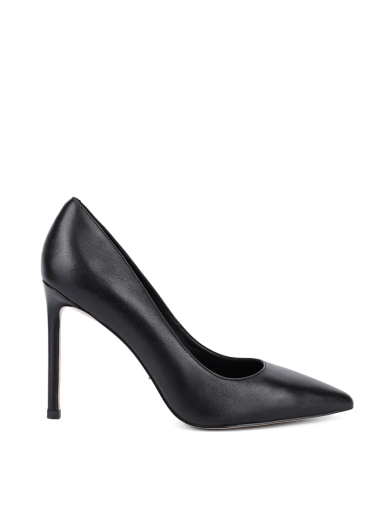 Женские туфли с острым носком кожаные черные фото 1
