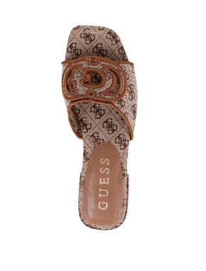 Женские шлепанцы Guess из экокожи бежевые - фото 1 - Miraton