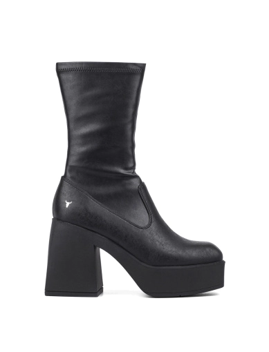 Женские ботинки чулки черные кожаные фото 1