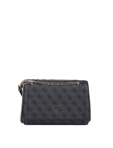 Жіноча сумка крос-боді Guess з екошкіри сіра з логотипом - фото  - Miraton