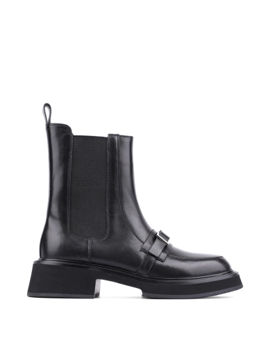 Женские ботинки челси черные кожаные с подкладкой байка фото 1
