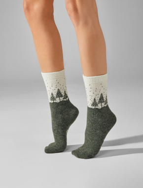 Набір жіночих високих шкарпеток Legs SOCKS WOOL молочні, 2 пари - фото 2 - Miraton