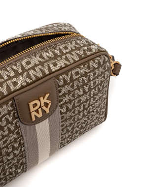 Женская сумка camera bag DKNY кожаная бежевая - фото 4 - Miraton