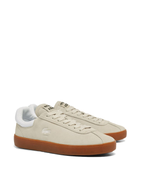 Женские кеды Lacoste велюровые бежевые - фото 2 - Miraton
