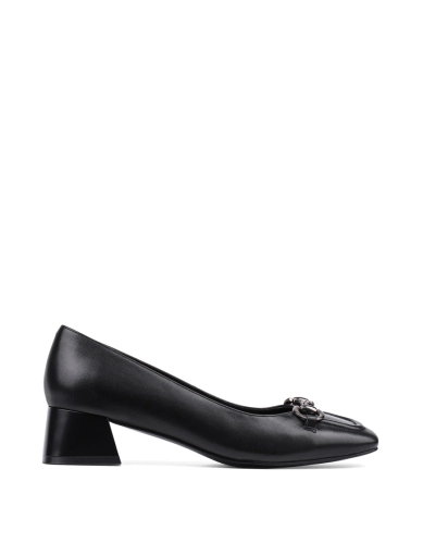 Женские туфли Attizzare кожаные черные на расклешенном каблуке фото 1