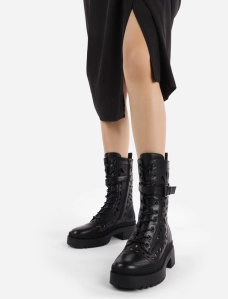 Женские ботинки кожаные черные - фото  - Miraton
