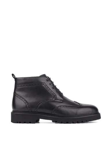 Мужские кожаные ботинки черные фото 1