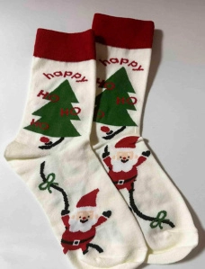 Жіночі високі шкарпетки Legs CHRISTMAS SOCKS COTTON молочні - фото  - Miraton
