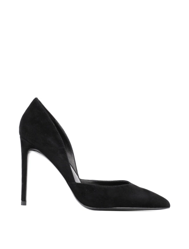 Женские туфли с острым носком велюровые черные фото 1