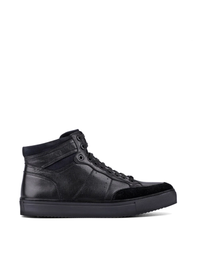 Мужские ботинки черные кожаные с подкладкой байка фото 1