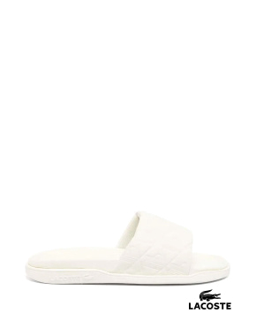 Мужские шлепанцы Lacoste резиновые бежевые - фото 1 - Miraton